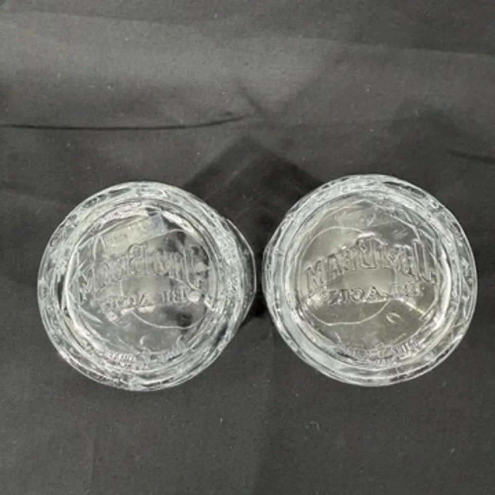 Jim Beam Black Whiskey Rocks Glasses Set of 2 Diamond Cut Clear Glass Lowball